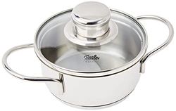 Fissler Häppchen Minipanela de 0,5 L e 12 cm de diâmetro, aço inoxidável, panela para pequenas porções, com tampa de vidro, adequada para indução