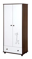 Little Sky - Armario con 2 puertas y 1 cajón con diseño de jirafa, color blanco y marrón, 83 x 185 x 52 cm