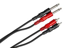 Hosa CPR-202, standaard audiokabel, dual 1/4 inch TS naar Dual RCA, 2 m lengte