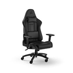 Corsair TC100 RELAXED Fauteuil Gaming - Similicuir - Design Inspiré des Sports Automobiles - Coussin Lombaire - Coussin Repose-nuque Détachable en Mousse à Mémoire de Forme - Noir