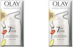 Olay Total Effects 7-In-1 Anti-Ageing Moisturiser With Spf15, Niacinamide, Vitamin C And E, 50 Ml (Pack of 2)