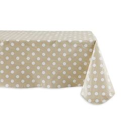 DII Vinyl Tabletop Collection J & M Home Fashions toalha de mesa de vinil, 60 x 84, bolinhas bege e branco, 60 x 84 "
