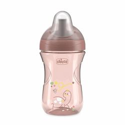 Chicco Advanced Cup, Tasse en plastique anti-goutte 266 ml avec paille, bec et valve ergonomiques, sans BPA, 12 M+, rose