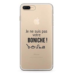 Zokko Beschermhoes voor iPhone 7 Plus (Je Suis pas Votre boniche), maat iPhone 7 Plus Plus, zacht, transparant, zwarte inkt.