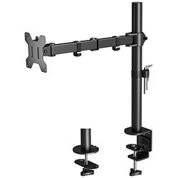 BONTEC 13-32 inch Monitorbeugel voor LED LCD Schermen tot 10 kg, Enkele Monitortafelbeugel in Hoogte Verstelbaar Kantelbaar Draaibaar, 2 Bevestigingsopties, VESA 75x75/100x100, zwart