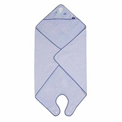 Clevamama Serviette Tablier Peignoir de Bain pour Bébé et Enfant de 0 à 4 Ans en Coton Doux et Absorbant avec Capuche - Unisexe, Bleu, 98 x 98 cm