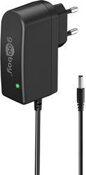 goobay 64973 universell strömförsörjning 12 V/7,2 W 0,6 A kontaktström/ersättande strömförsörjning med DC-kontakt 5,5 mm x 2,1 mm för TV-box, router, LED-remsor, videokamera/1,8 meter