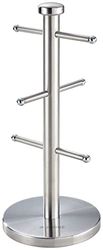 Horwood Homewares Judge Kitchen Mug Tree, Satin Stainless Steel, Neatly Holds Up to 6 Mugs