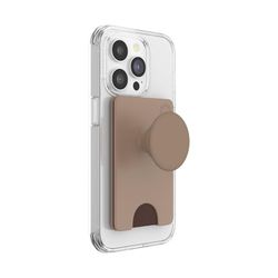PopSockets Phone Wallet with Expanding Phone Grip, Phone Card Holder - Latte