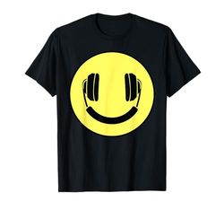 Cuffie Giallo Sorriso Faccia Sorridente Felice Carino Divertente Musica Maglietta