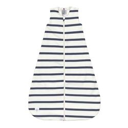 LÄSSIG Babyslaapzak zonder mouwen, biologisch katoen, GOTS-gecertificeerd, 1,0 TOG/Sleeping Bag Striped milky/navy, maat 50/56