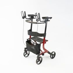NRS Healthcare Forearm 4 Wheel Rollator Walking Aid with Seat and Bag - Red