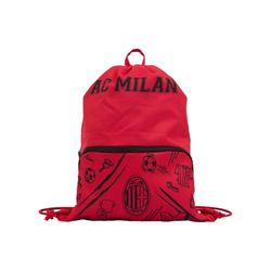 A.C. Milan Sportväska med ytterficka, gymväska med logotyp, sportväska, officiell produkt, röd, 17 l