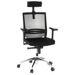hjh OFFICE 657240 cadeira de escritório porto MAX tecido preto, cadeira giatória, suporte cabeça ajustável em altura, encosto em malha respirável