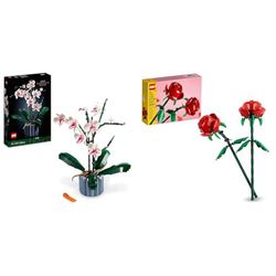 LEGO Icons Orchidea, Set Collezione Botanica Piante Artificiali & Creator Rose Set di Fiori Finti Compatibile con Bouquet di Fiori Artificiali