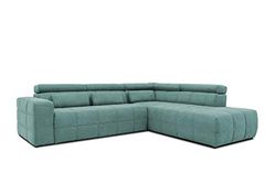 DOMO. collection Sofá esquinero Brandon con Respaldo en Forma de L, esquinero Acolchado, esquinero, 275 x 228 x 98 cm Ancho x Profundidad x Alto, Color Menta, Verde Menta, Otomana Derecha