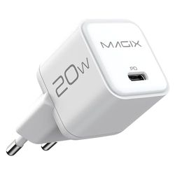 Magix Caricatore 20W NANO, Caricabetterie USB-C GaN PD Power Delivery Per iPhone 15/15 Plus/15 Pro, 14/13/12-Mini/Pro/Pro Max/SE, AirPods Pro, iPad Pro, Galaxy(EUR PLUG)(BIANCO)