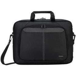 Targus Intellect - Custodia sottile in nylon resistente all'acqua, due grandi tasche esterne, tracolla rimovibile, custodia protettiva per laptop e tablet da 14", colore: Nero (TBT260)