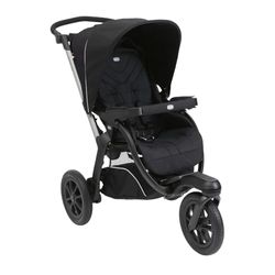 Chicco Activ3 Wózek dziecięcy z 3 kołami, łatwy w prowadzeniu na wszystkich nawierzchniach, szerokie siedzisko, regulowane oparcie, praktyczne składanie, regulowane amortyzatory, 0 miesięcy+, Ebony