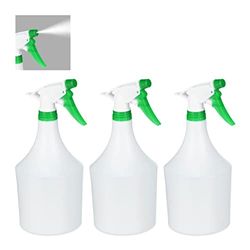 relaxdays Pulverizador 1 Litro, Set de 3 Unidades, Boquilla Ajustable, Bote Spray con Escala, Espray, Plástico, Verde, 3