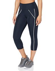 AURIQUE Leggings da Corsa Capri a Vita Alta Donna, Blu Marino Scuro, 40