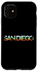 San Diego California Beach Palm Vintage Cali SD La Jolla 619 Custodia per iPhone 11