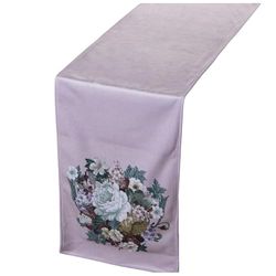 Alexandra House Living Chemin de Table Violet Textile 180 x 30 cm Fleurs Velours