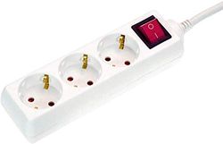 as - Schwabe - Extensão de tomadas tripla com interruptor, 45° girado, com cabo de 5 m, com proteção de contacto, tomada de corrente múltipla para interiores, 230 V, 16 A, IP20, branco, 11371