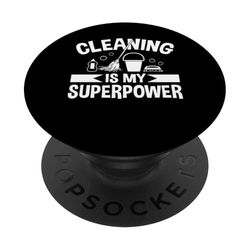 Cleaning Is My Superpower School Custodian Janitor PopSockets Adhesive PopGrip