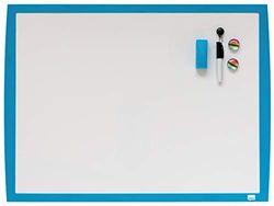 Nobo Piccola Lavagna Magnetica piccola Montabile a Parete, con Cornice Blu Vibrante, per Casa / Ufficio, Include Accessori Coordinati, 585 mm x 430 mm, Blu
