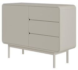 Selsey Commode À 3 Tiroirs 1 Porte sur Pieds Meuble De Rangement Push to Open 104 cm Beige Gris Oro