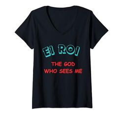 Mujer El Roi. El Dios que me ve. Tú eres el Dios que me ve Camiseta Cuello V