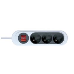 Debflex 716053 Nola - Extensão de 3 multitomadas 2P + T com interruptor (16 A), cinzento escuro