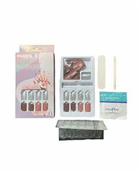 PARENCE - Set Faux ongles avec capsules adhésives - à motifs ou simple - Décoration et embelissement des ongles. (30 pièces premium rose & paillette)