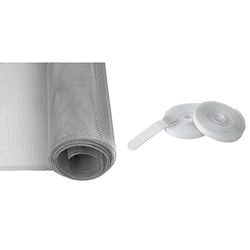 Windhager Tulle Moustiquaire Aluminium, Toile de moustiquaire robuste en aluminium pour portes et fenêtres, 120 x 250 cm, alu naturel & Bande de Fixation, Bande haut de gamme, 2 x 2,5 m, transparent