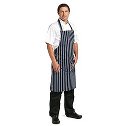 Whites Chefs Clothing A530 Whites Slagers Schort, Navy Stripe