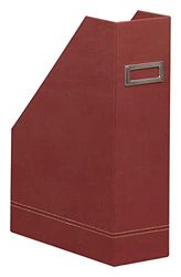 RHODIA 194543C - Porte-Revues Nacarat -10 x 25 x 31 cm - Piqûres Sellier Orange - Extérieur Simili Cuir-Collection Home Office rama - Organisation de Bureau & Rangement Design