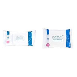 CONTIPLAN Incontinence Cleansing Cloths with Barrier Cream - Pack of 25 Cloths (Clip Pack) along Pack of 8 Cloths - All in One Cleansing Wipes Cleanses