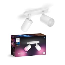 Philips Hue White & Color Ambiance Fugato Spot 2 flg. bianco 2x350lm, dimmerabile, 16 milioni di colori, controllabile tramite app, compatibile con Amazon Alexa (Echo, Echo Dot)