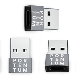 PORTENTUM 3 Unidades de Adaptador USB C Hembra a USB A Macho 2.0 Velocidad 480 MB Cuerpo Premium Zinc con Alta Resistencia al Calor - Adaptador USB a Tipo c de Solo 4 Gramos