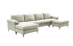 DRW Sofa Chaise Longue 3+1 multiposicion Beige + Puff 111X54X88 cm