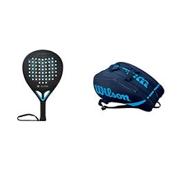 Wilson, Racchetta Da Padel Ultra Elite V2 Fibra Di Vetro EVA Unisex Adulto, Nero/Blu (Multicolore), 2 &, Borsa Da Padel Rak Pak Per Un Massimo Di 6 Racchette Unisex Adulto, Blu (Blue), NS