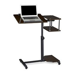 Relaxdays Table ordinateur portable, 4 roues, freins, support tablette hauteur réglable XL 100 x 77 x 40 cm bois noir