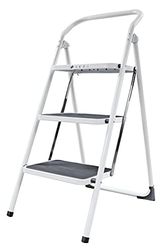 Amig - Opvouwbare stalen kruk - 3 antislip loopvlakken - Max. belasting 150 kg - Professioneel en huishoudelijk gebruik - Ruimtebesparend ontwerp - Ideaal voor kleine hoogtes, wit, 103 cm, gelegeerd