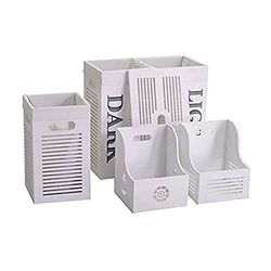Vacchetti 1920380000 - Set di 4 cestini in Vimini, Bianco, Medio