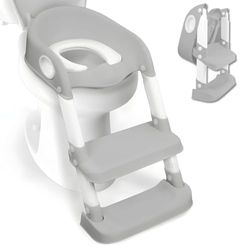 Mobiclinic® Kids, Siège de toilette pour enfant,Lala, Adaptateur WC pour enfants avec échelle, marque espagnole, Antidérapant, Réglable, Pliable, pour enfants de 1 à 8 ans, Gris et Blanc