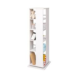 Iris Ohyama, Vridbar hylla/Creative 360° vridbar hylla/torn Media Display Rack och 5 hyllor, Design, Kontorsrum - Revolving Book Shelf - RBS-5S - vit ek