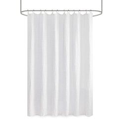 Madison Park Arlo - Cortina de ducha 100% algodón, diseño de tejido gofre texturizado, 800 GSM, calidad de hotel, decoración de baño suave y moderna, lavable a máquina, pantalla de privacidad de tela para bañera, 72 x 72 pulgadas, color blanco