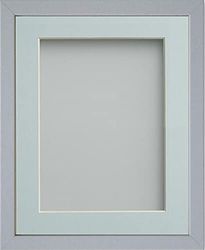Frame Company Jellybean Range Grey Wooden 8x6 inch Picture Photo Frame with Light Blue Mount for Image 6x4 inch * Choice of Colours & Sizes* Fitted with Perspex
