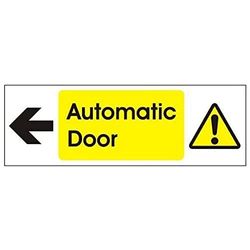 Automatic Door Arrow Left Door Sign 300mm x 100mm - Rigid Plastic